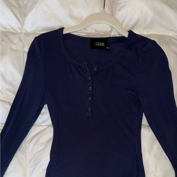 Cider Navy Button-Up Blouse - Picture 4 of 4